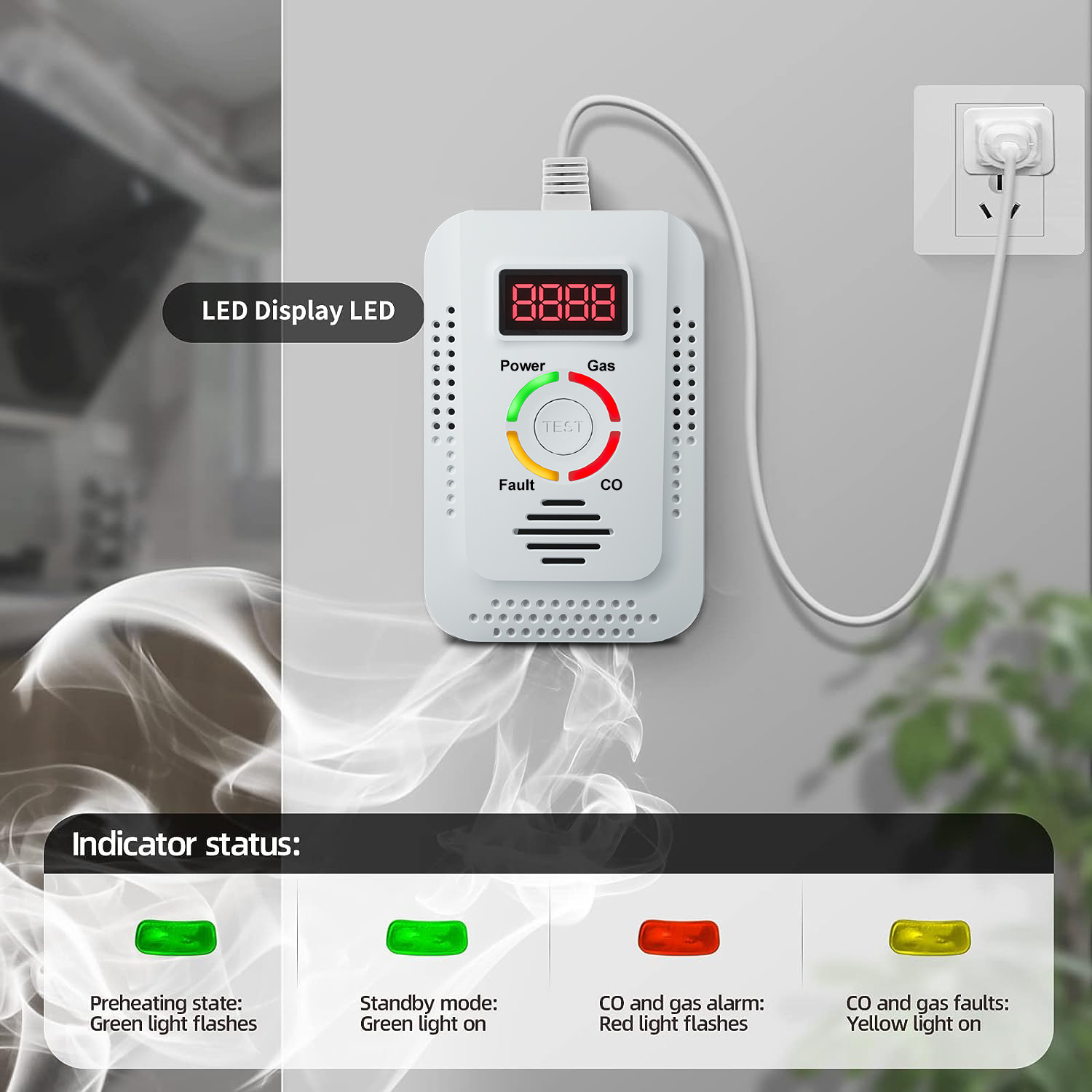 Home Security Tools - كاشف الغاز الطبيعي 2 في 1