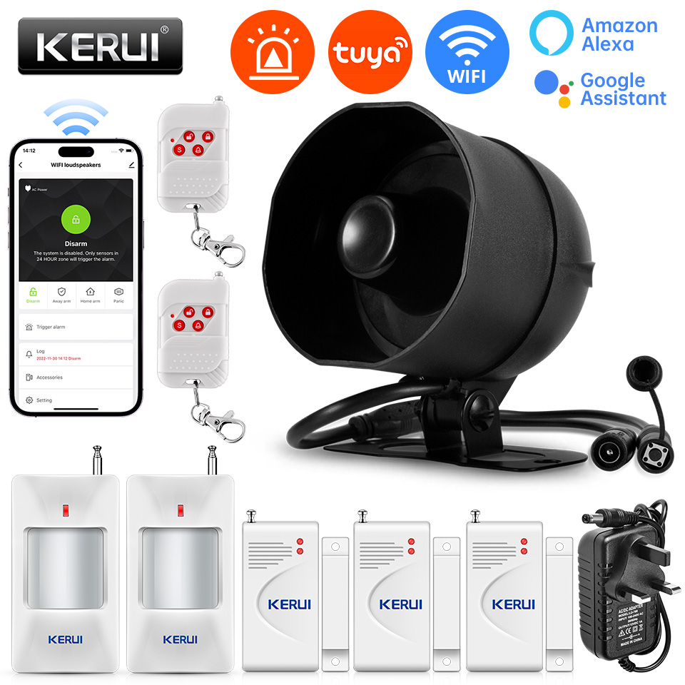 KERUI 120db نظام إنذار صفارة ا - مراجعة Home Security No Wifi وسعره