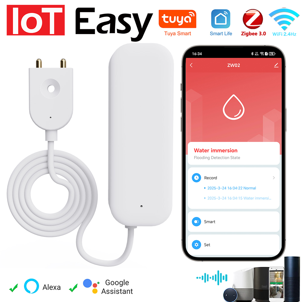 Tuya WiFi زيجبي استشعار المياه - مراجعة Home Security Tools وسعره
