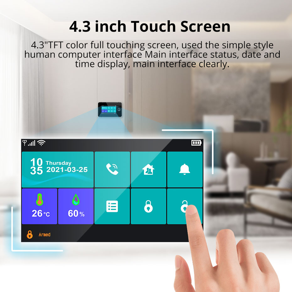 KERUI 4.3 بوصة تعمل باللمس نظا - مراجعة Home Security No Wifi وسعره