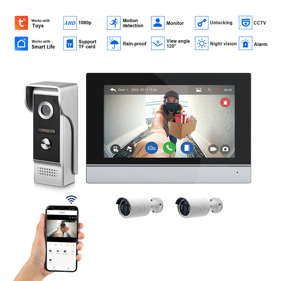 7 بوصة IPS شاشة 2MP تويا التحك - مراجعة Home Security No Wifi وسعره
